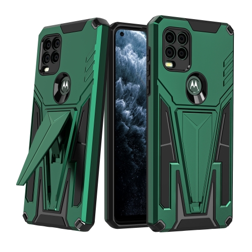 

For Motorola Moto G Stylus 5G Super V Armor PC + TPU Shockproof Case with Invisible Holder(Dark Green)