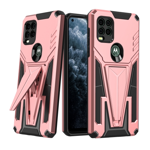 

For Motorola Moto G Stylus 5G Super V Armor PC + TPU Shockproof Case with Invisible Holder(Rose Gold)