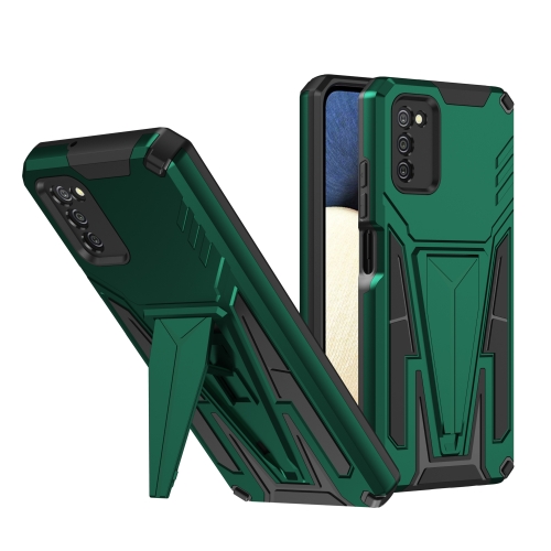 

For Samsung Galaxy A02s 164mm Super V Armor PC + TPU Shockproof Case with Invisible Holder(Dark Green)