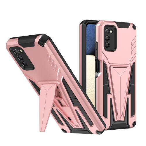 

For Samsung Galaxy A02s 164mm Super V Armor PC + TPU Shockproof Case with Invisible Holder(Rose Gold)