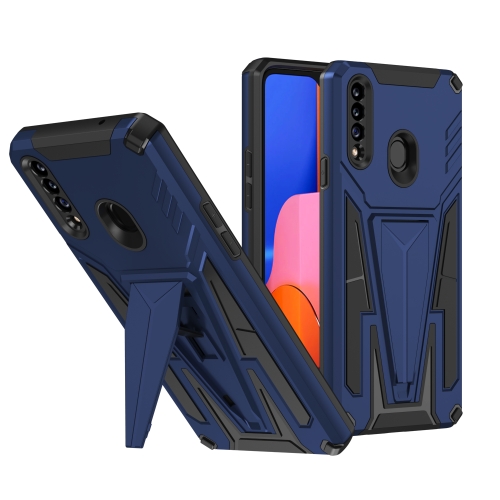 

For Samsung Galaxy A20s Super V Armor PC + TPU Shockproof Case with Invisible Holder(Blue)