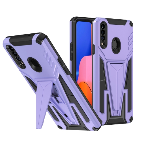 

For Samsung Galaxy A20s Super V Armor PC + TPU Shockproof Case with Invisible Holder(Purple)