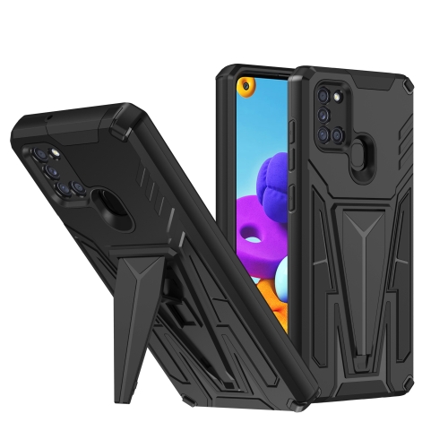 

For Samsung Galaxy A21s Super V Armor PC + TPU Shockproof Case with Invisible Holder(Black)