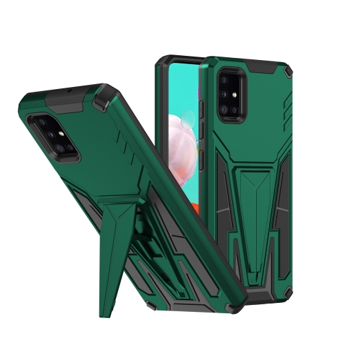 

For Samsung Galaxy A71 Super V Armor PC + TPU Shockproof Case with Invisible Holder(Dark Green)