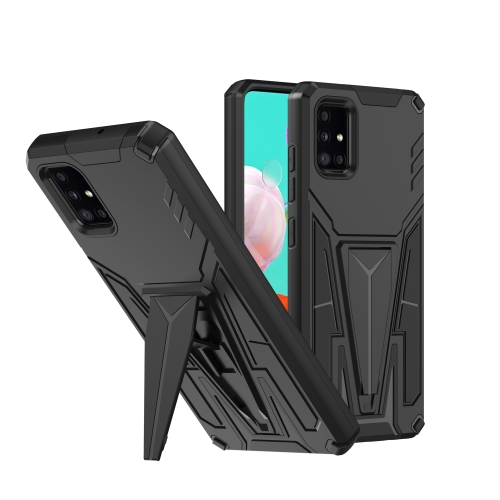 

For Samsung Galaxy A71 Super V Armor PC + TPU Shockproof Case with Invisible Holder(Black)