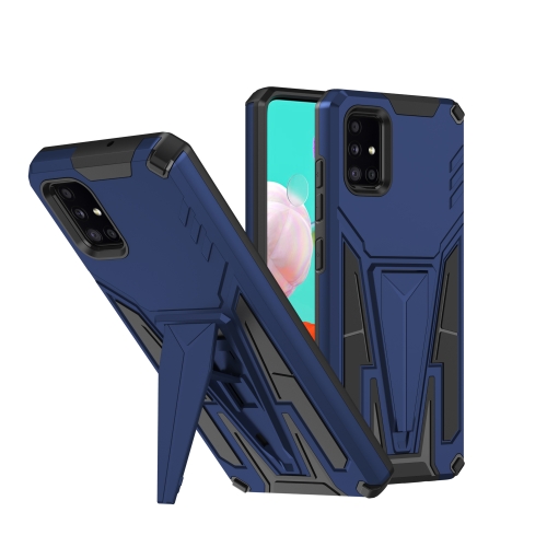 

For Samsung Galaxy A71 Super V Armor PC + TPU Shockproof Case with Invisible Holder(Blue)