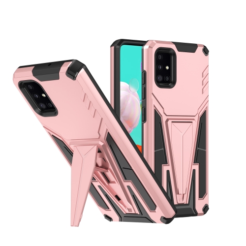 

For Samsung Galaxy A71 Super V Armor PC + TPU Shockproof Case with Invisible Holder(Rose Gold)