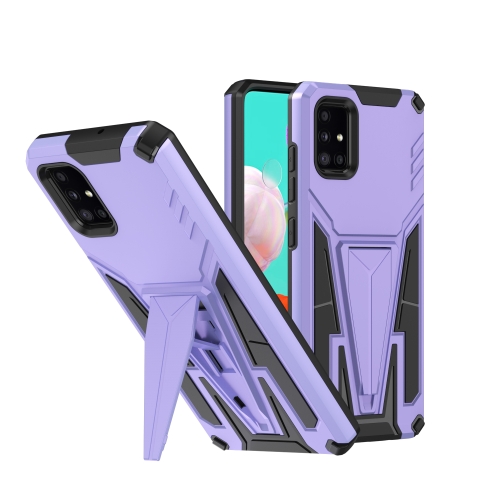 

For Samsung Galaxy A71 Super V Armor PC + TPU Shockproof Case with Invisible Holder(Purple)