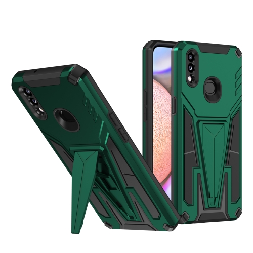 

For Samsung Galaxy A10s Super V Armor PC + TPU Shockproof Case with Invisible Holder(Dark Green)