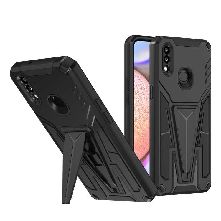 

For Samsung Galaxy A10s Super V Armor PC + TPU Shockproof Case with Invisible Holder(Black)