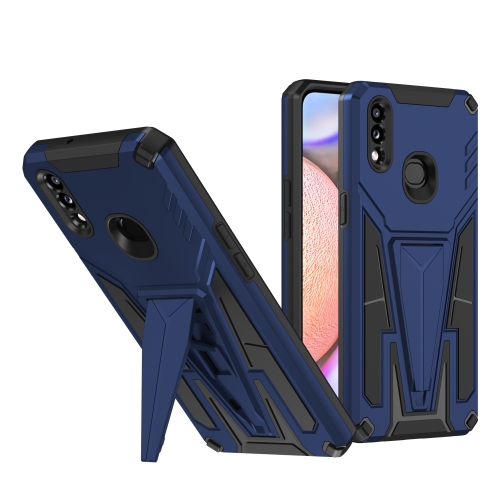 

For Samsung Galaxy A10s Super V Armor PC + TPU Shockproof Case with Invisible Holder(Blue)