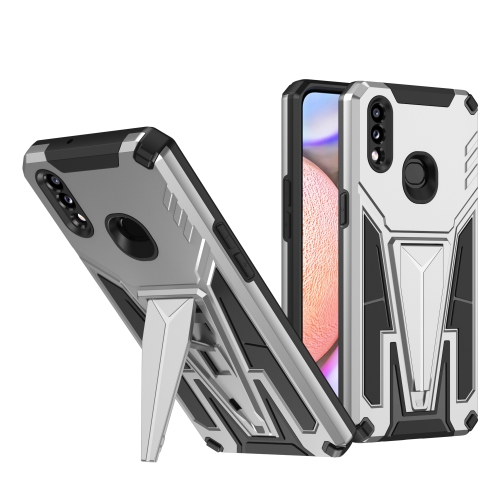 

For Samsung Galaxy A10s Super V Armor PC + TPU Shockproof Case with Invisible Holder(Silver)