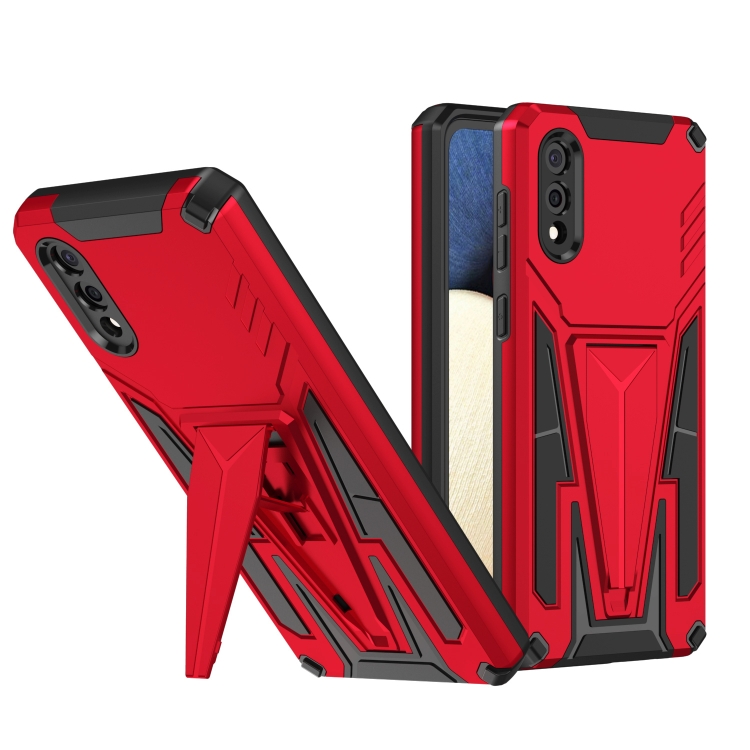 

For Samsung Galaxy A02 Super V Armor PC + TPU Shockproof Case with Invisible Holder(Red)