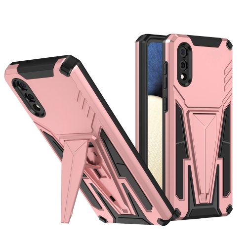 

For Samsung Galaxy A03s 164mm Super V Armor PC + TPU Shockproof Case with Invisible Holder(Rose Gold)