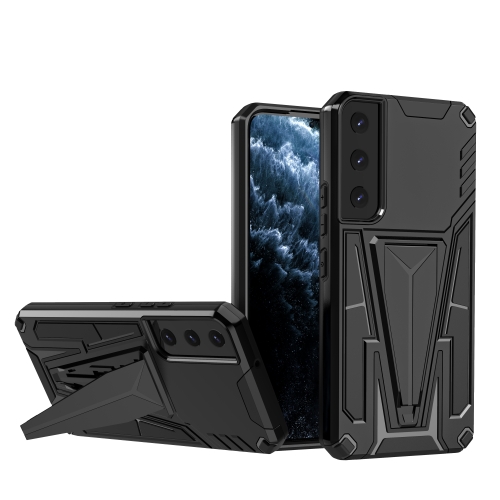 

For Samsung Galaxy S22 5G Super V Armor PC + TPU Shockproof Case with Invisible Holder(Black)