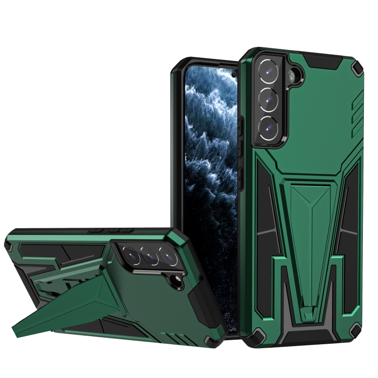 

For Samsung Galaxy S22+ 5G Super V Armor PC + TPU Shockproof Case with Invisible Holder(Dark Green)