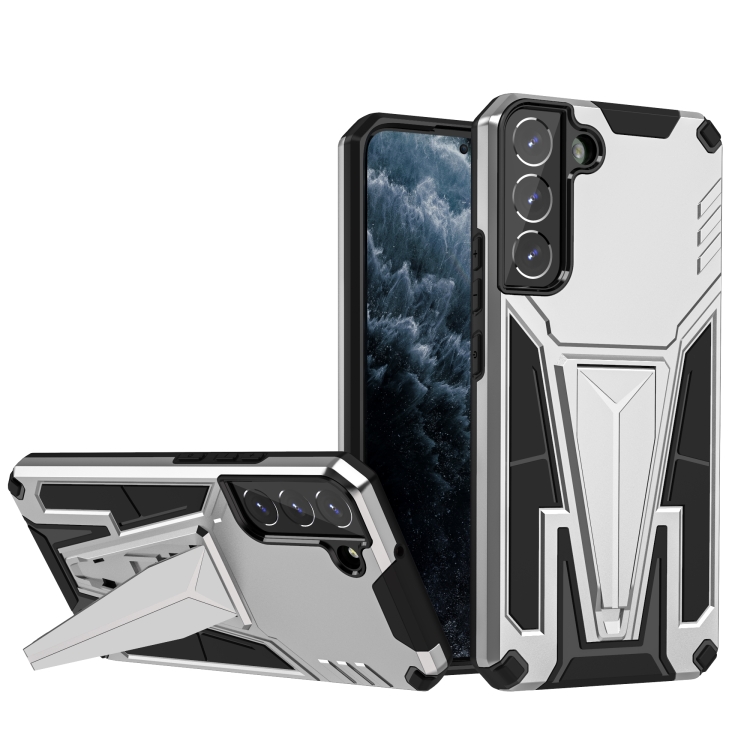 

For Samsung Galaxy S22+ 5G Super V Armor PC + TPU Shockproof Case with Invisible Holder(Silver)