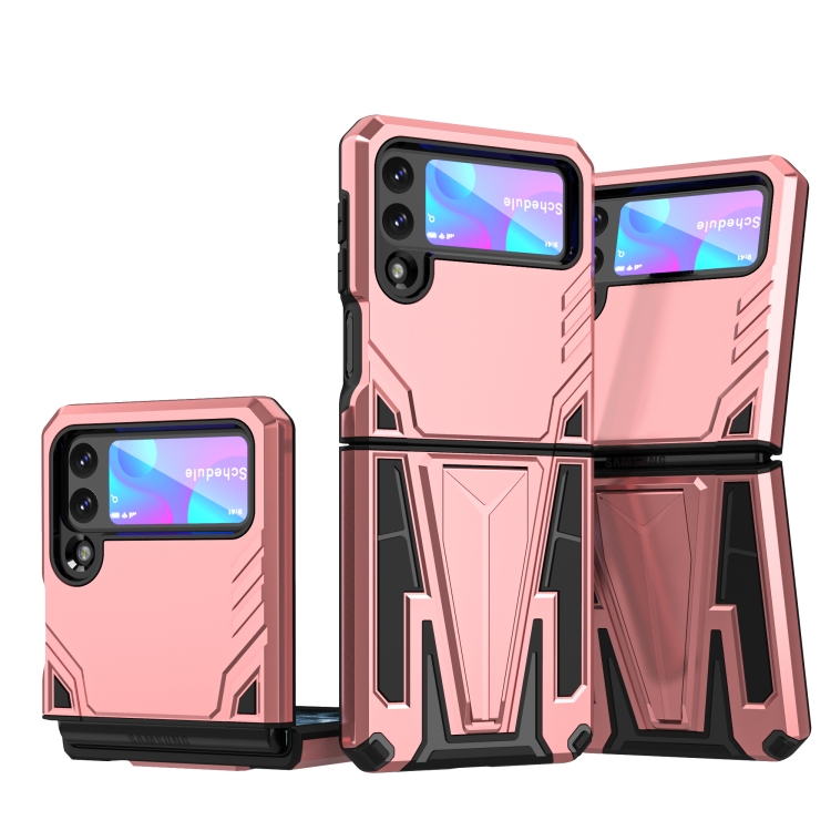 

For Samsung Galaxy Z Flip3 5G Super V Armor PC + TPU Shockproof Case with Invisible Holder(Rose Gold)