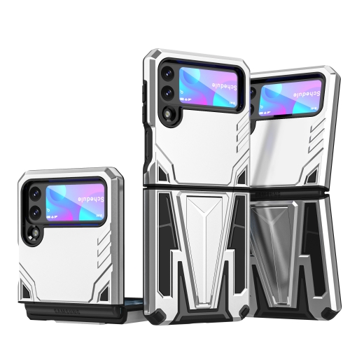 

For Samsung Galaxy Z Flip3 5G Super V Armor PC + TPU Shockproof Case with Invisible Holder(Silver)