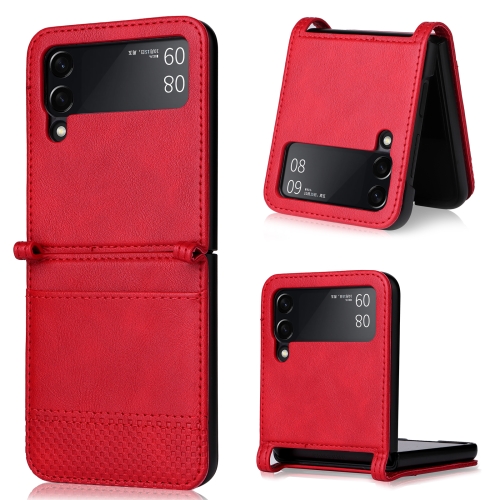 

For Samsung Galaxy Z Flip3 5G Retro Crazy Horse Texture Leather Case with Card Slots(Red)