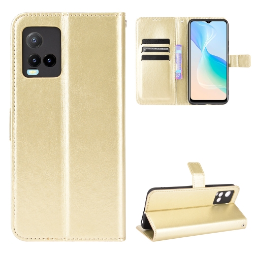 

For vivo Y33s / Y21 / Y21s Crazy Horse Texture Horizontal Flip Leather Case with Holder & Card Slots & Lanyard(Gold)
