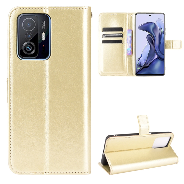 

For Xiaomi Mi 11T / 11T Pro Crazy Horse Texture Horizontal Flip Leather Case with Holder & Card Slots & Lanyard(Gold)