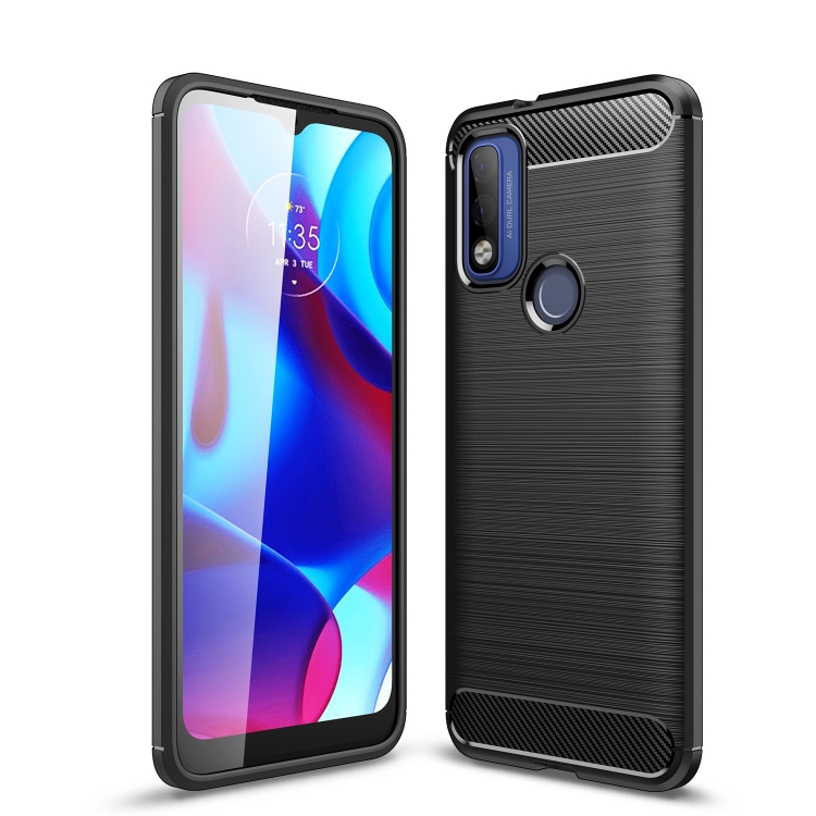 

For Motorola Moto G Pure Brushed Texture Carbon Fiber TPU Case(Black)