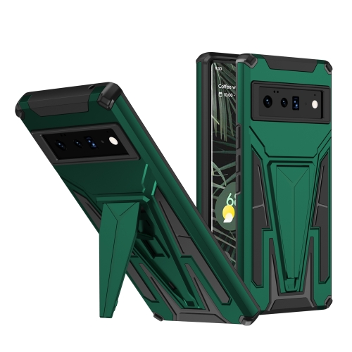 For Google Pixel 6 Pro Super V Armor PC + TPU Shockproof Case with Holder(Dark Green)