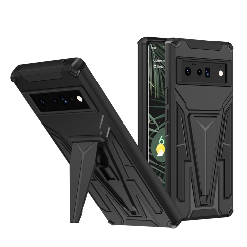 For Google Pixel 6 Pro Super V Armor PC + TPU Shockproof Case with Holder(Black)