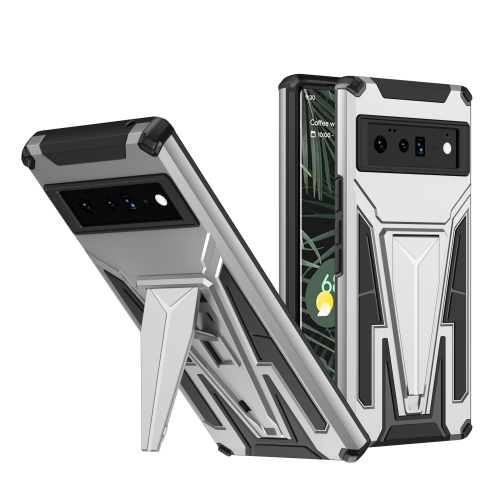 For Google Pixel 6 Pro Super V Armor PC + TPU Shockproof Case with Holder(Silver)