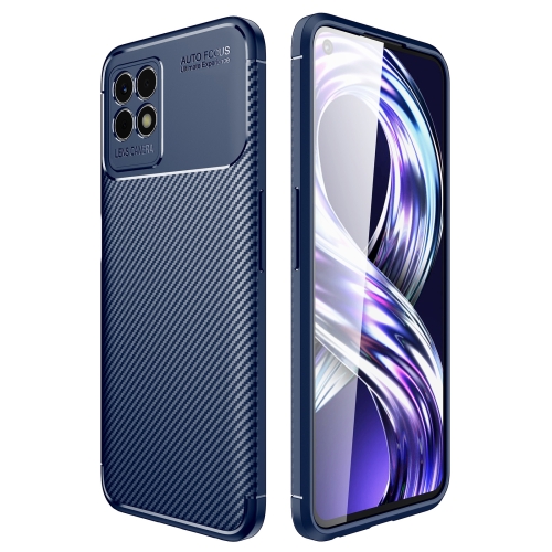 

For OPPO Realme 8i Carbon Fiber Texture Shockproof TPU Case(Blue)