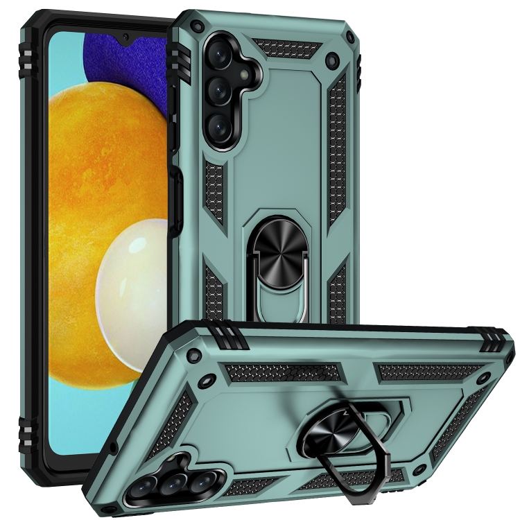 

For Samsung Galaxy A13 5G Shockproof TPU + PC Protective Case with 360 Degree Rotating Holder(Dark Green)