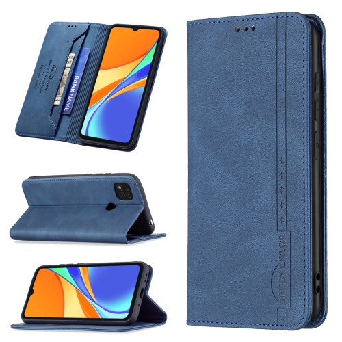 

For Xiaomi Redmi 9C / Poco C31 Magnetic RFID Blocking Anti-Theft Leather Case with Holder & Card Slots & Wallet(Blue)