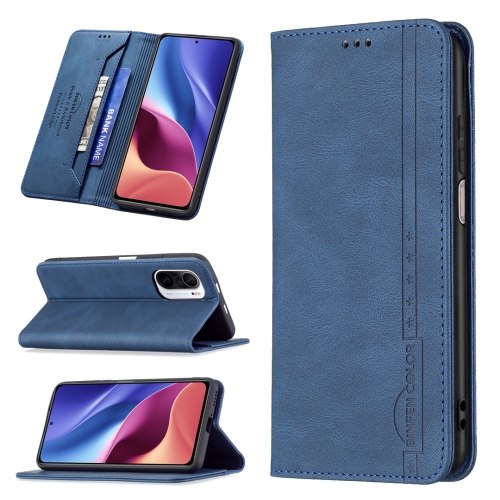 

For Xiaomi Mi 11i/Poco F3/Redmi K40/K40 Pro Magnetic RFID Blocking Anti-Theft Leather Case with Holder & Card Slots & Wallet(Blue)