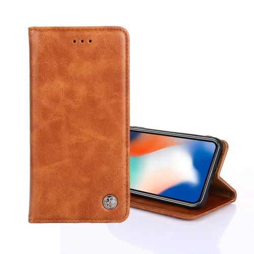 

For Samsung Galaxy S22 Ultra 5G Non-Magnetic Retro Texture Horizontal Flip Leather Case with Holder & Card Slots & Wallet(Brown)