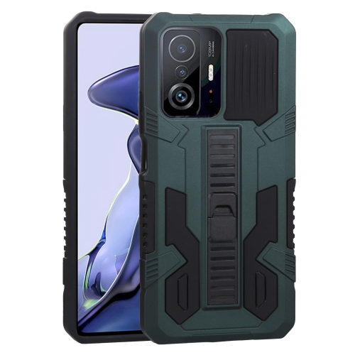 

For Xiaomi 11T Vanguard Warrior All Inclusive Double-color Shockproof TPU + PC Protective Case with Holder(Green)