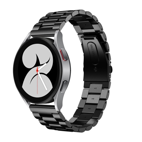 

For Samsung Galaxy Watch4 Classic 42mm/46mm Universal Flat Head Three-bead Stainless Steel Watch Band(Black)