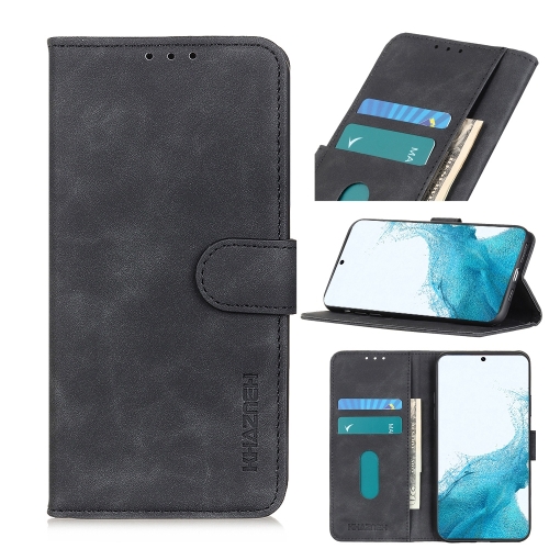 

For Samsung Galaxy S22 5G KHAZNEH Retro Texture PU + TPU Horizontal Flip Leather Case with Holder & Card Slots & Wallet(Black)