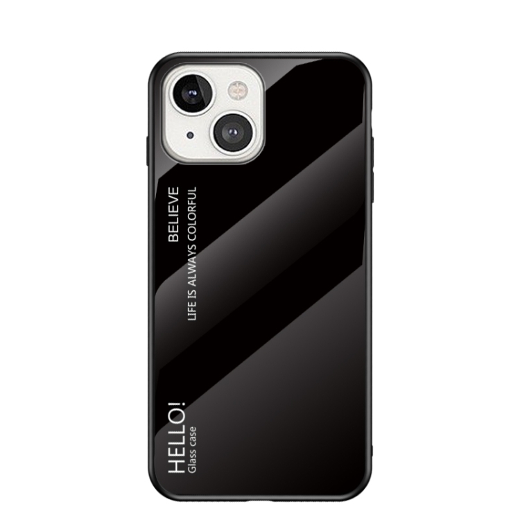 

Gradient Color Painted TPU Edge Glass Case For iPhone 13(Elegant Black)