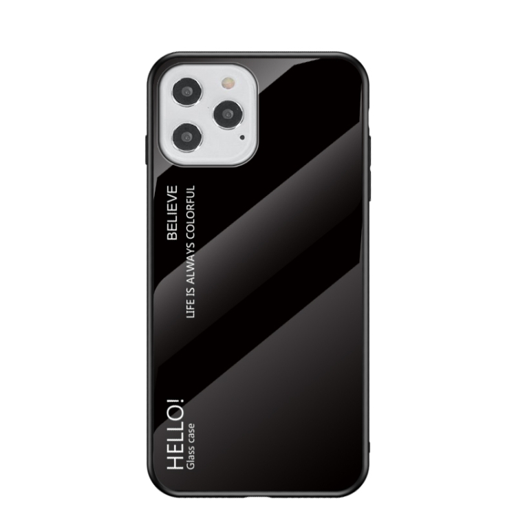 

Gradient Color Painted TPU Edge Glass Case For iPhone 12 Pro(Elegant Black)