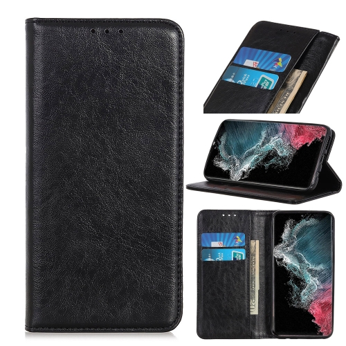 

For Samsung Galaxy S22 Ultra 5G Magnetic Crazy Horse Texture Horizontal Flip Leather Case with Holder & Card Slots & Wallet(Black)