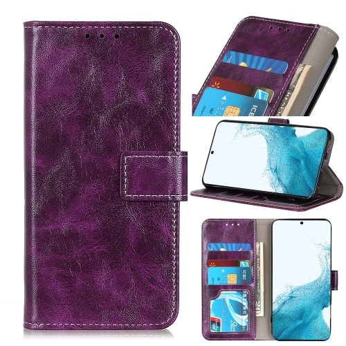 

For Samsung Galaxy S22 5G Retro Crazy Horse Texture Horizontal Flip Leather Case with Holder & Card Slots & Photo Frame & Wallet(Purple)