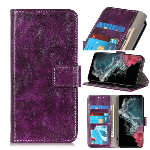 

For Samsung Galaxy S22 Ultra 5G Retro Crazy Horse Texture Horizontal Flip Leather Case with Holder & Card Slots & Photo Frame & Wallet(Purple)