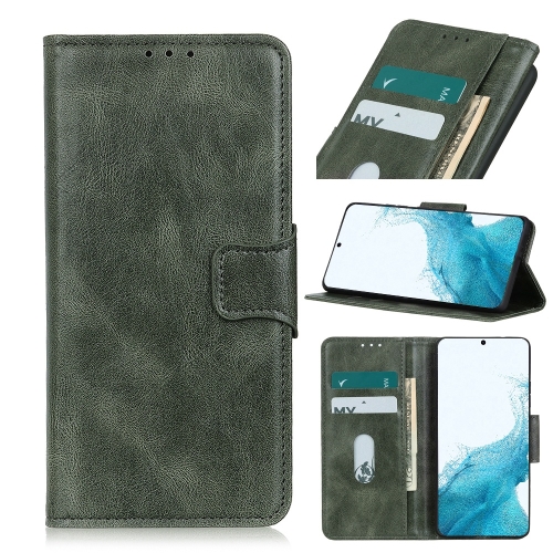 

For Samsung Galaxy S22 5G Mirren Crazy Horse Texture Horizontal Flip Leather Case with Holder & Card Slots & Wallet(Dark Green)
