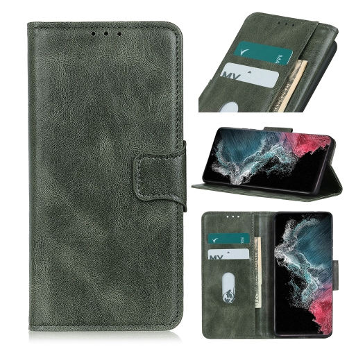 

For Samsung Galaxy S22 Ultra 5G Mirren Crazy Horse Texture Horizontal Flip Leather Case with Holder & Card Slots & Wallet(Dark Green)