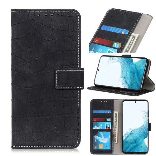 

For Samsung Galaxy S22 5G Magnetic Crocodile Texture Horizontal Flip Leather Case with Holder & Card Slots & Wallet(Black)