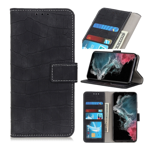 

For Samsung Galaxy S22 Ultra 5G Magnetic Crocodile Texture Horizontal Flip Leather Case with Holder & Card Slots & Wallet(Black)