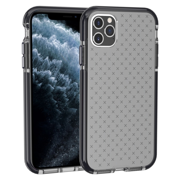 

For iPhone 11 Pro Grid Pattern Shockproof Transparent TPU Protective Case(Black)