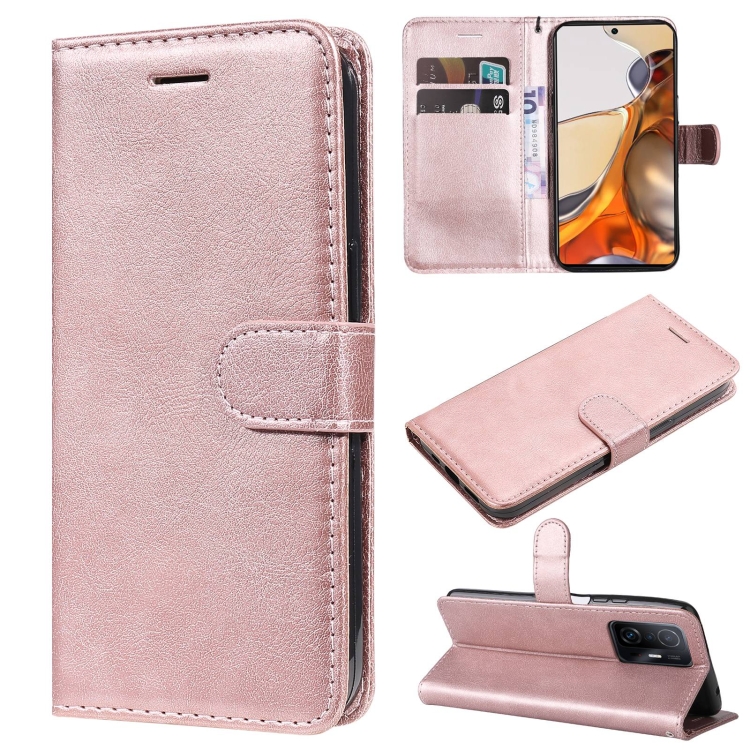 

For Xiaomi Mi 11T / 11T Pro Pure Color Horizontal Flip Leather Case with Holder & Card Slots & Wallet & Lanyard(Rose Gold)