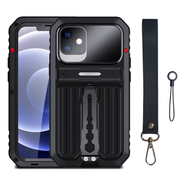 

Armor Shockproof Splash-proof Dust-proof Phone Case with Holder For iPhone 12(Black)